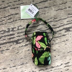 NWT Vera Bradley cell phone case in botanica- black with pink and teal flowers